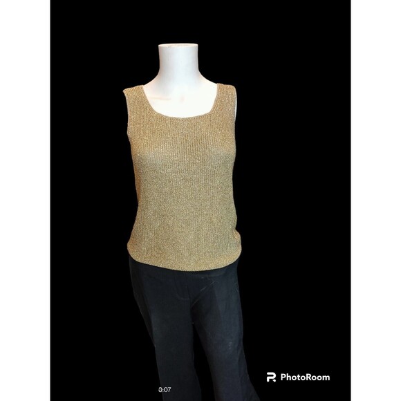 Suzelle Gold Mesh Tank Top  Small - Picture 14 of 16
